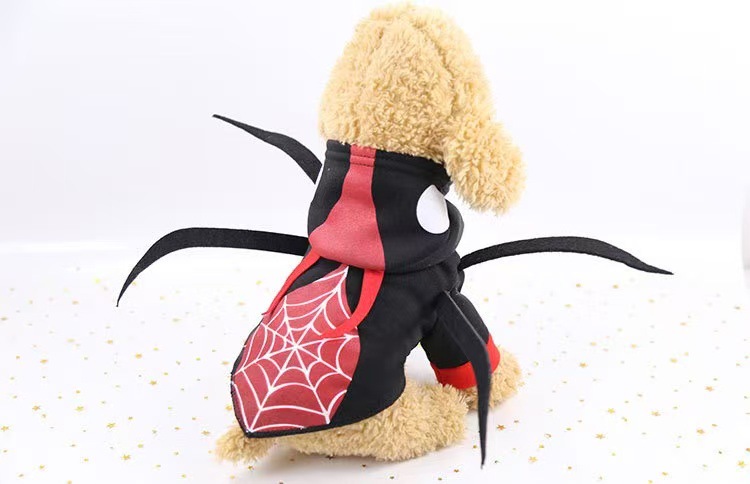 Spider Pet Costume Halloween Devil Design with Web Pattern
